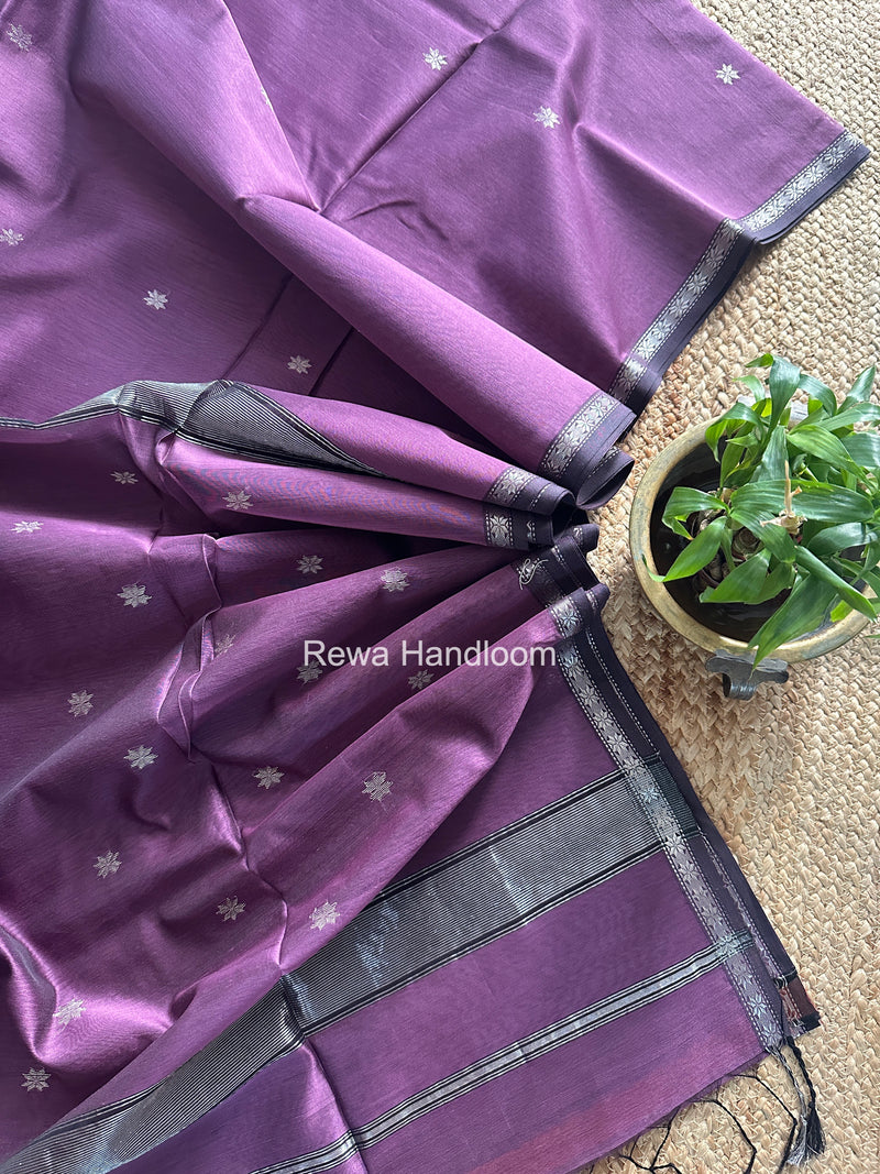 Maheshwari Lavender Silver Butti Saree BSS06