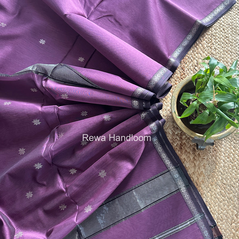 Maheshwari Lavender Silver Butti Saree BSS06