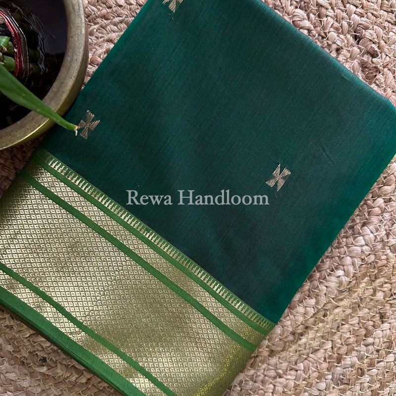 Maheshwari Green Zari Butti Saree SW021