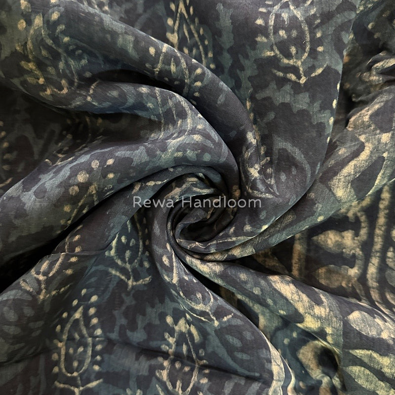 Blue Indigo Cotton Print Saree MIND07