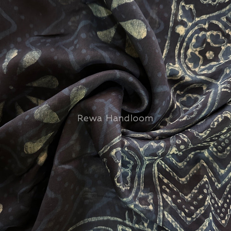 Blue Indigo Cotton Print Saree MIND06