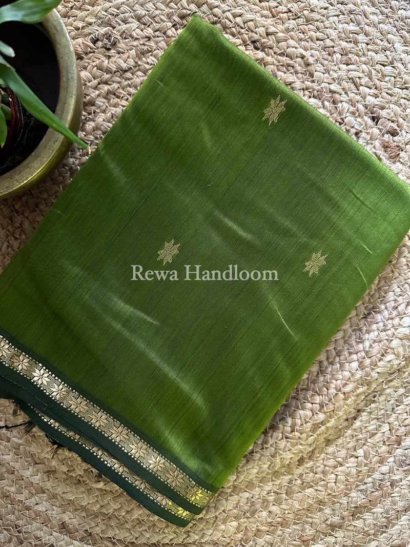Mehendi Green Zari Butti Maheshwari Saree SBS0045
