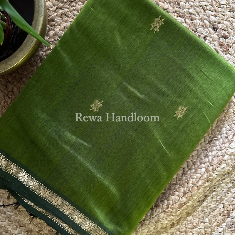 Mehendi Green Zari Butti Maheshwari Saree SBS0045