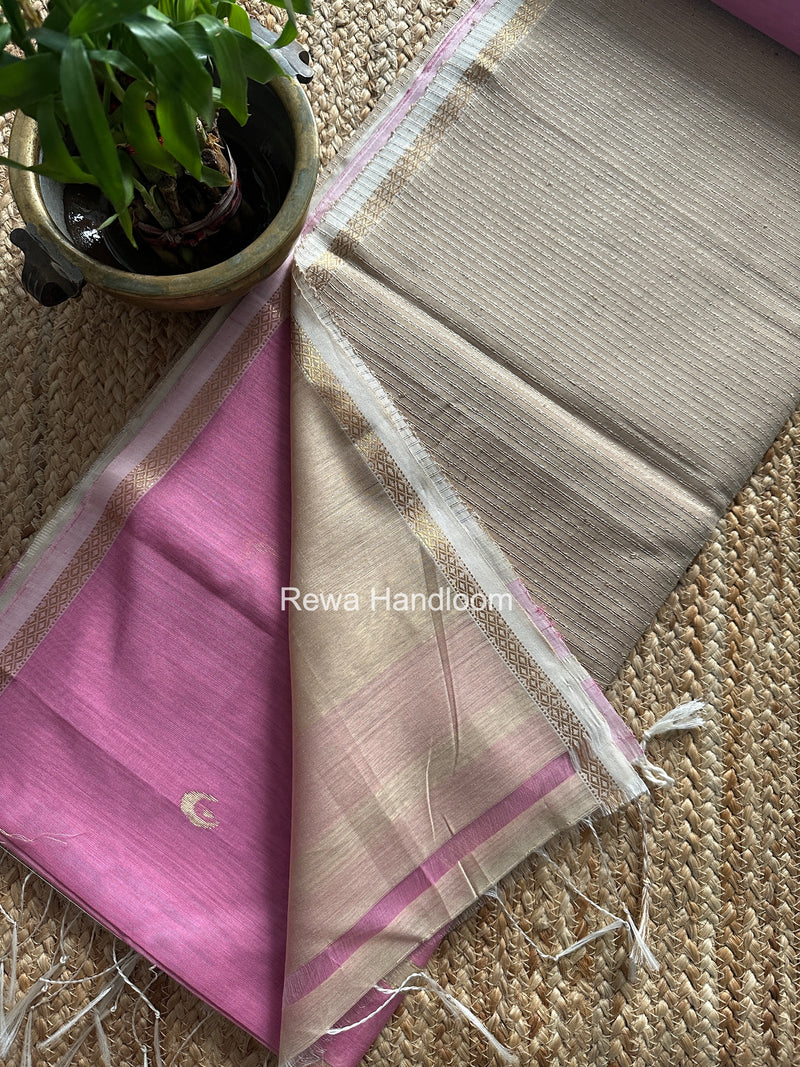 Pink Zari Butti Maheshwari Saree CBGS04