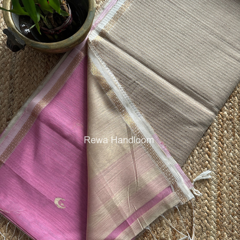Pink Zari Butti Maheshwari Saree CBGS04