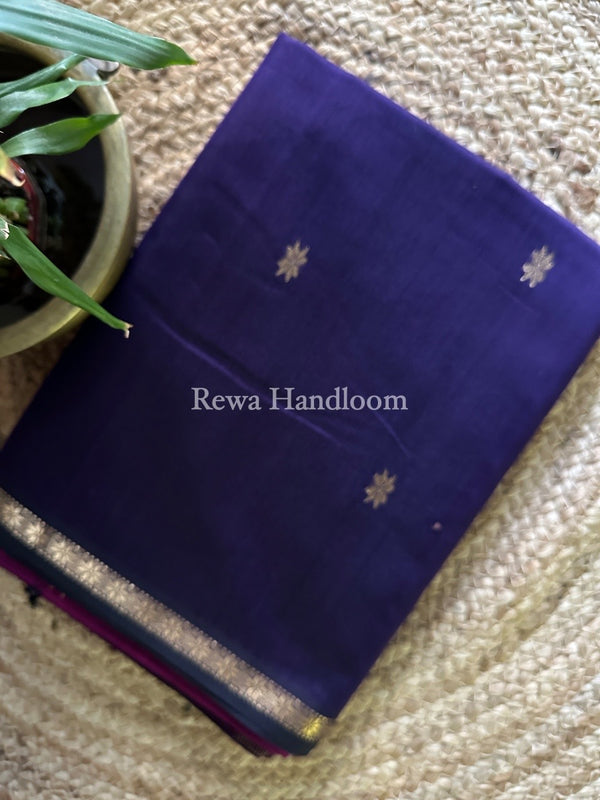Purple-Magenta Zari Butti Maheshwari Saree SBS0042