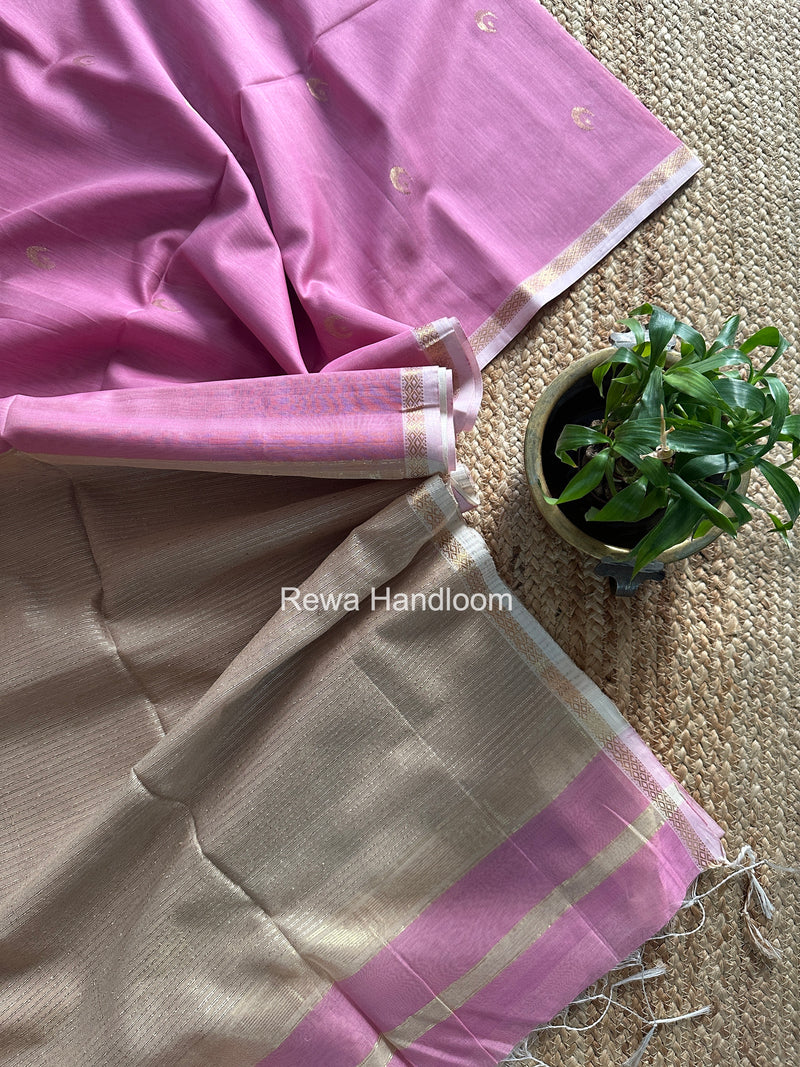 Pink Zari Butti Maheshwari Saree CBGS04
