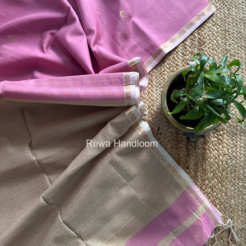 Pink Zari Butti Maheshwari Saree CBGS04