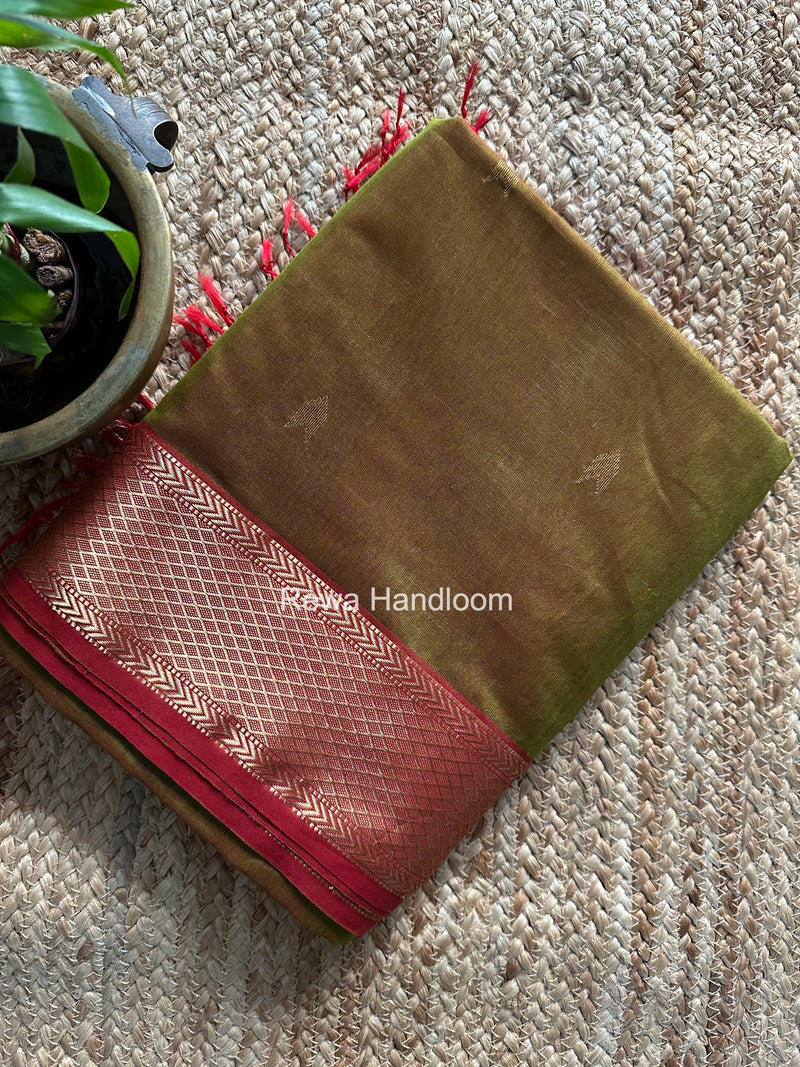 Mehendi Green V Butti ~ Maheshwari Saree-ZB130