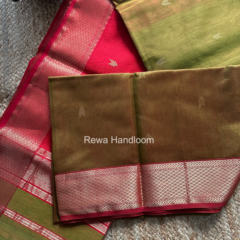 Mehendi Green V Butti ~ Maheshwari Saree-ZB130