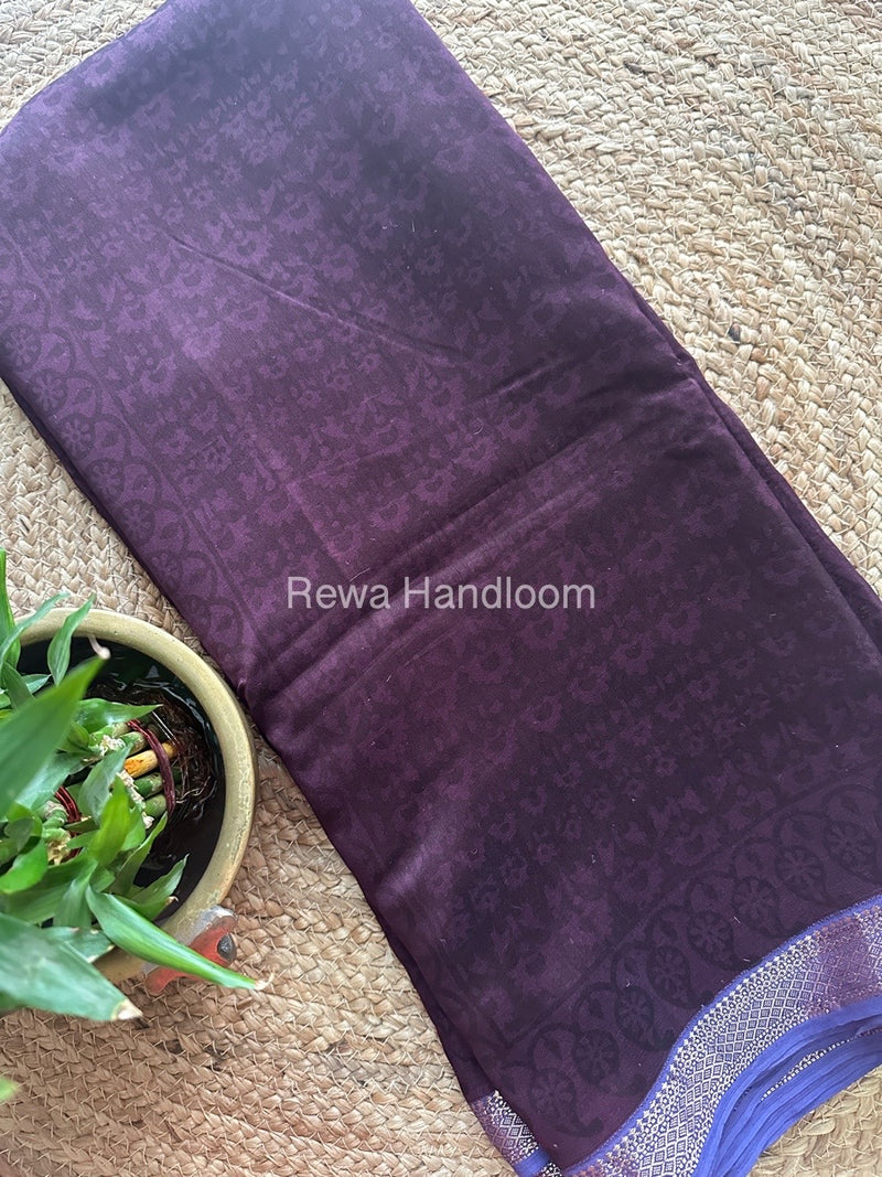 Maheshwari Light Purple Bagh Print Small Border Saree MTBS07