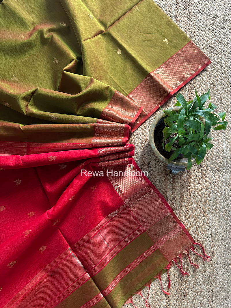 Mehendi Green V Butti ~ Maheshwari Saree-ZB130
