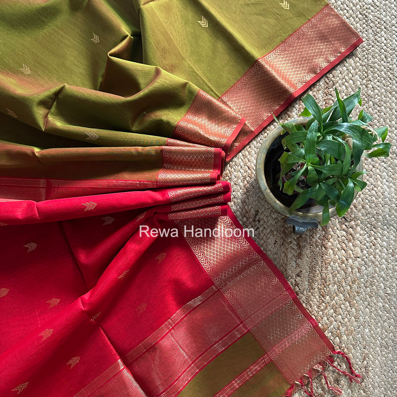 Mehendi Green V Butti ~ Maheshwari Saree-ZB130