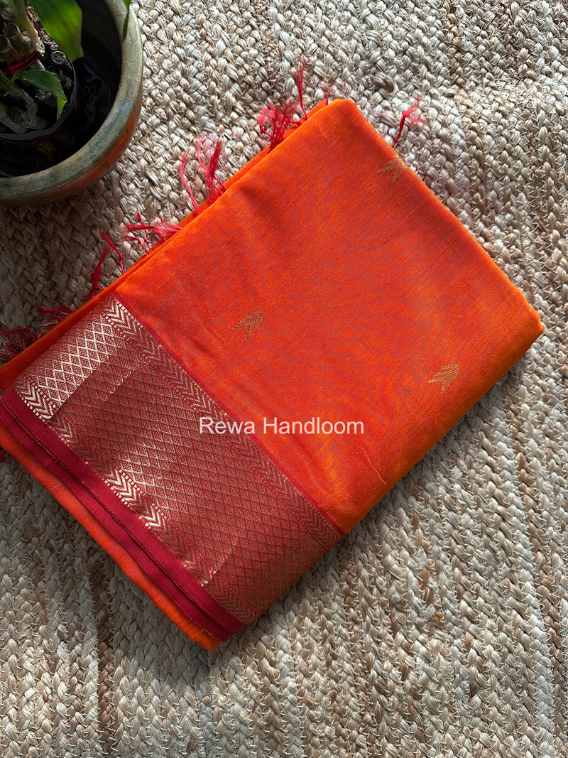 Orange V Butti ~ Maheshwari Saree-ZB126