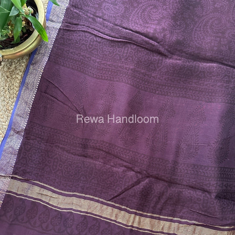 Maheshwari Light Purple Bagh Print Small Border Saree MTBS07