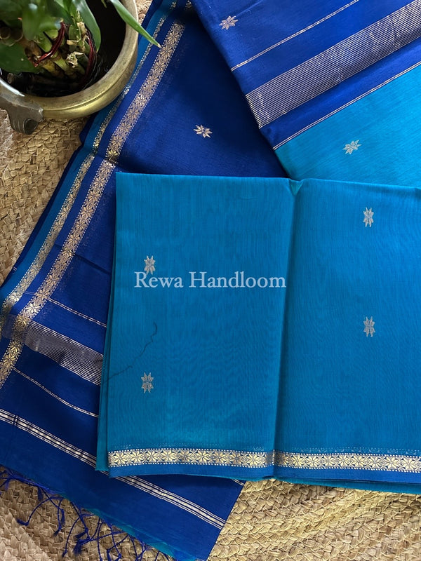 Morpankhi-Blue Zari Butti Maheshwari Saree SBS0043