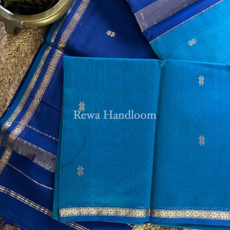 Morpankhi-Blue Zari Butti Maheshwari Saree SBS0043