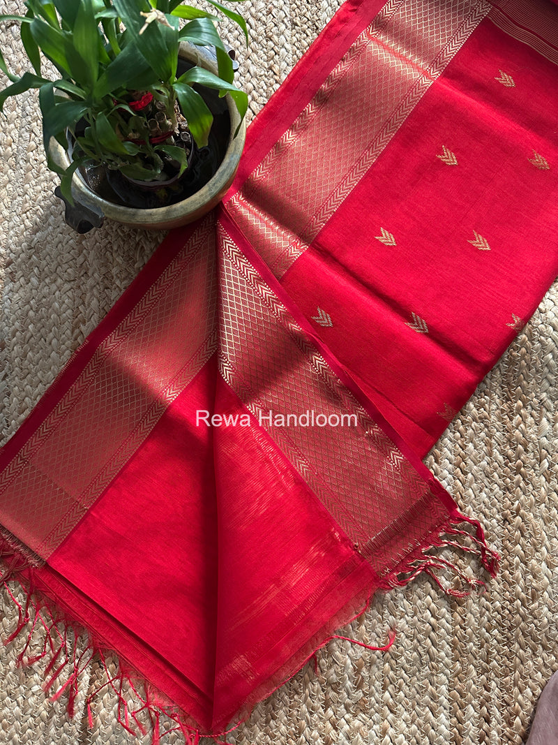 Red V Butti ~ Maheshwari Saree-ZB128