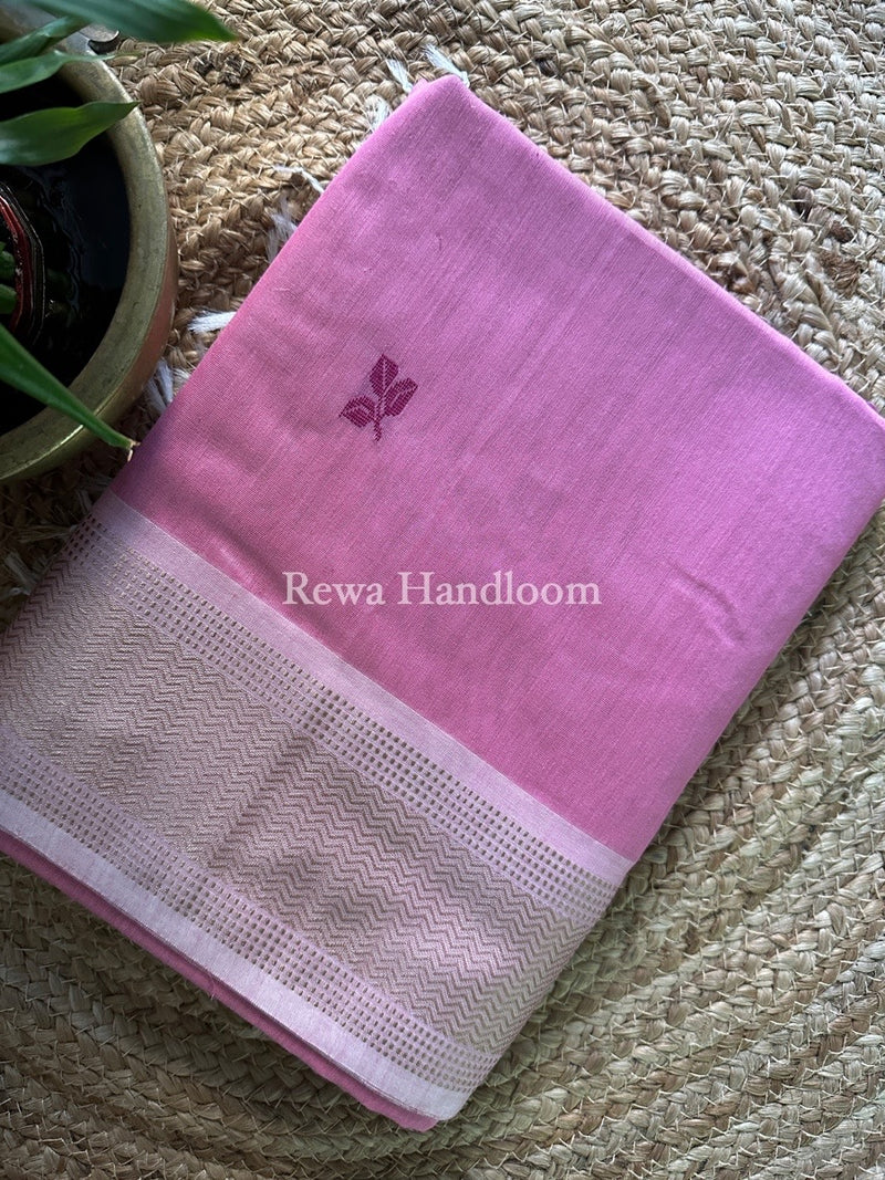 Maheshwari Onion Pink Resham Thread Butti Saree RBS22