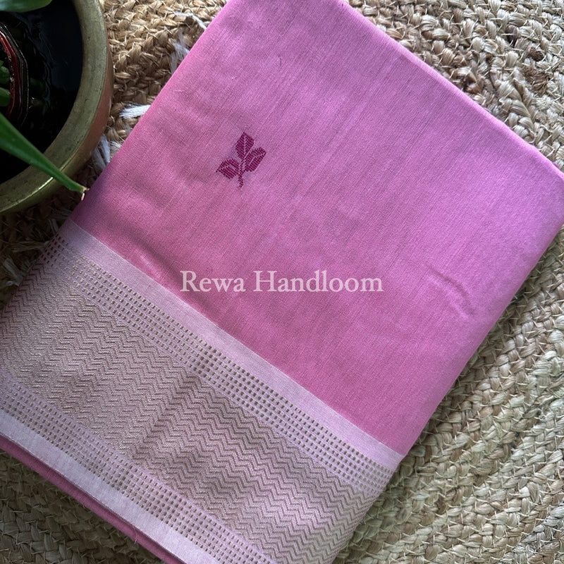 Maheshwari Onion Pink Resham Thread Butti Saree RBS22