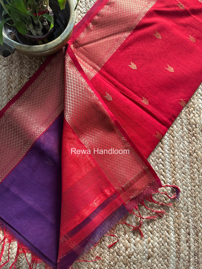 Purple V Butti ~ Maheshwari Saree-ZB129