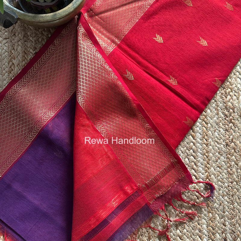Purple V Butti ~ Maheshwari Saree-ZB129