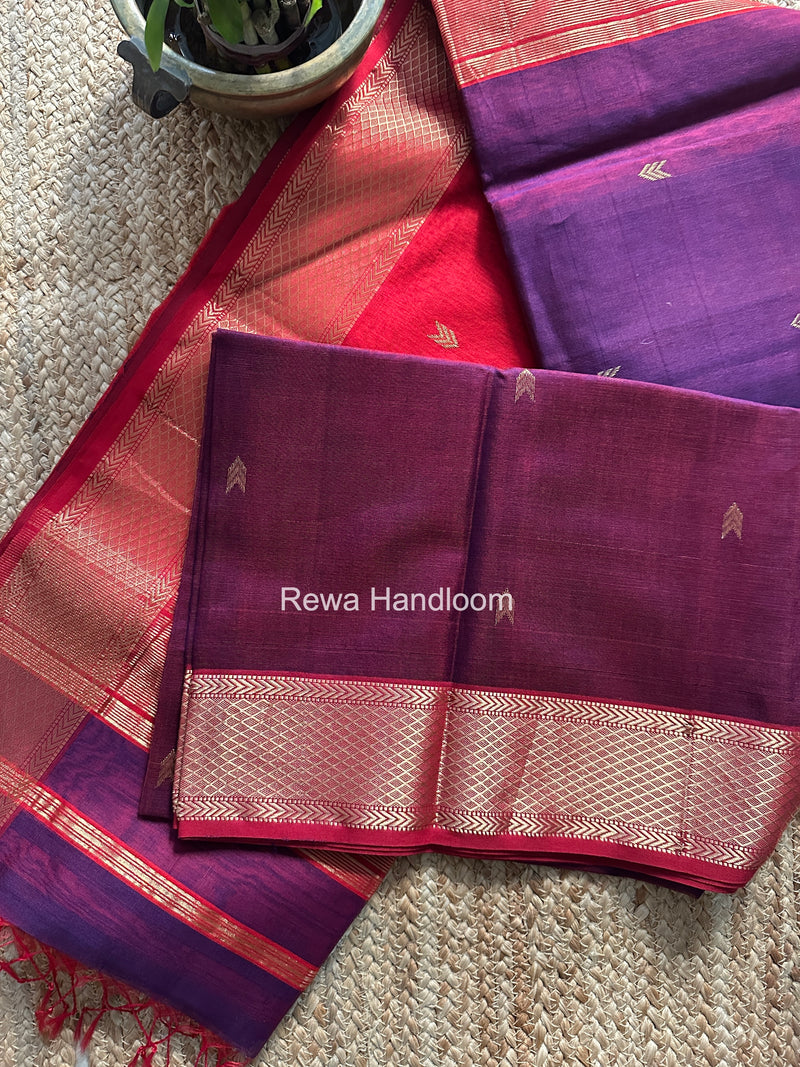 Purple V Butti ~ Maheshwari Saree-ZB129