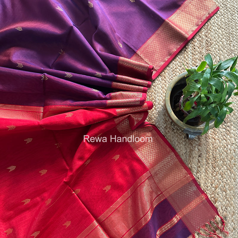 Purple V Butti ~ Maheshwari Saree-ZB129