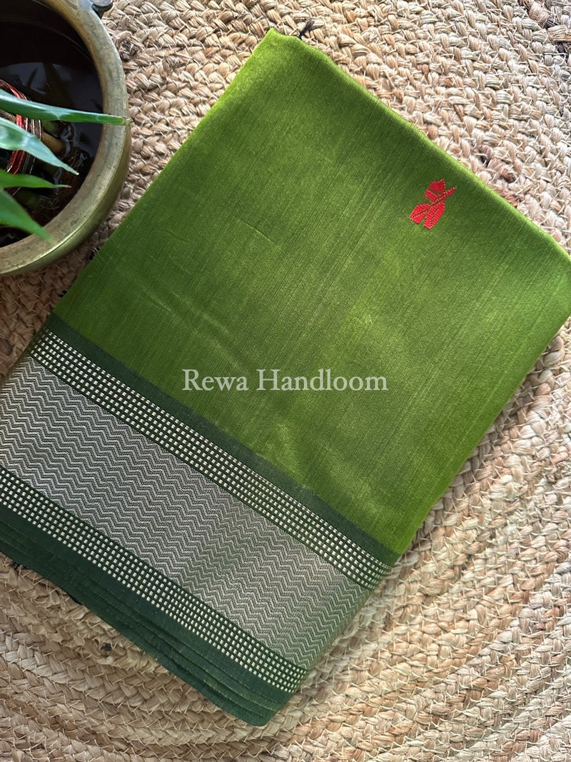 Maheshwari Mehendi Green Resham Thread Butti Saree RBS28