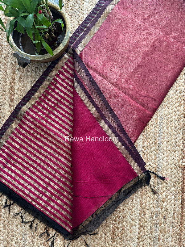 Maheshwari Rani Pink Tissue Silk Saree TZLS024