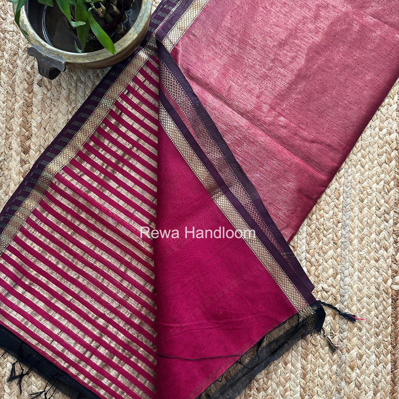 Maheshwari Rani Pink Tissue Silk Saree TZLS024