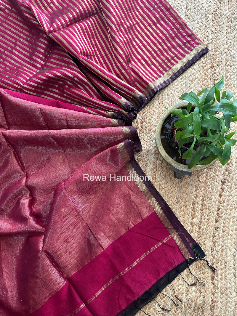 Maheshwari Rani Pink Tissue Silk Saree TZLS024