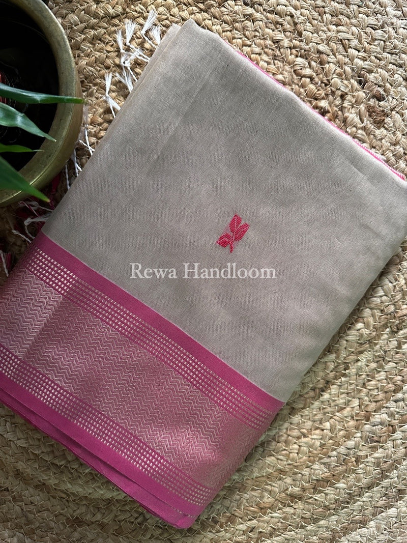 Maheshwari Beige Resham Thread Butti Saree RBS29