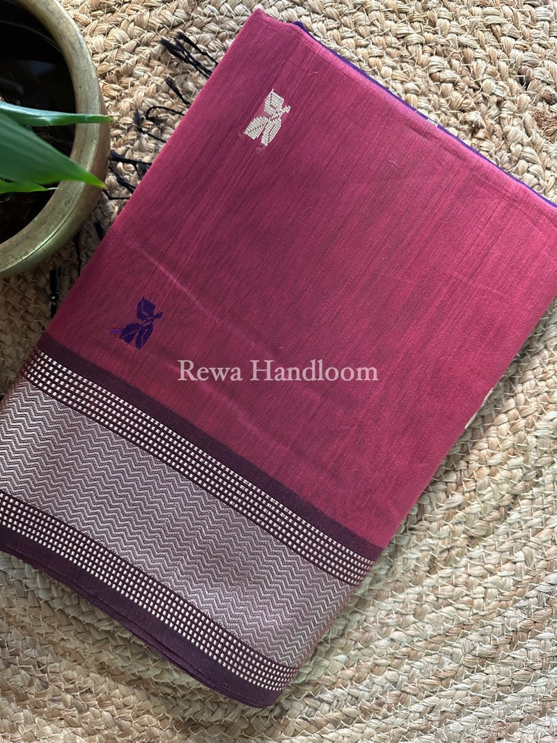 Maheshwari Dark Onion Resham Thread Butti Saree RBS30