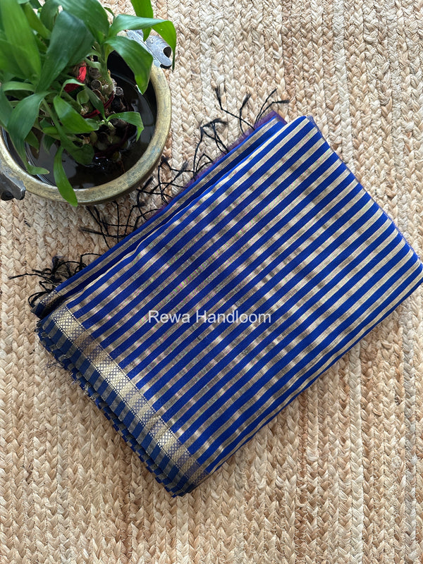 Maheshwari Dark Blue Tissue Silk Saree TZLS022