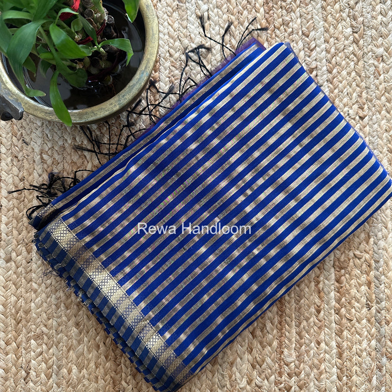 Maheshwari Dark Blue Tissue Silk Saree TZLS022