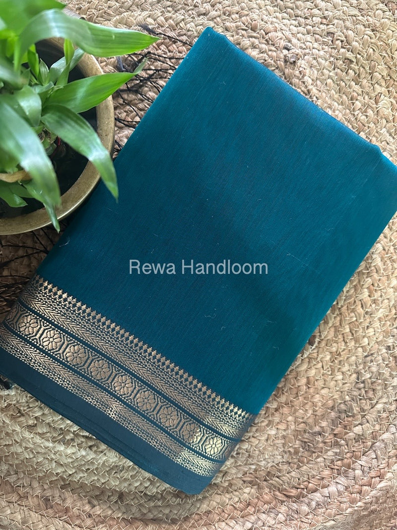 Maheshwari Rama Green Zari Skirt Saree ZS094