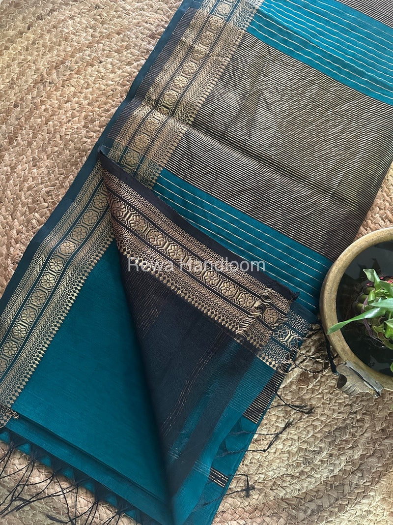 Maheshwari Rama Green Zari Skirt Saree ZS094