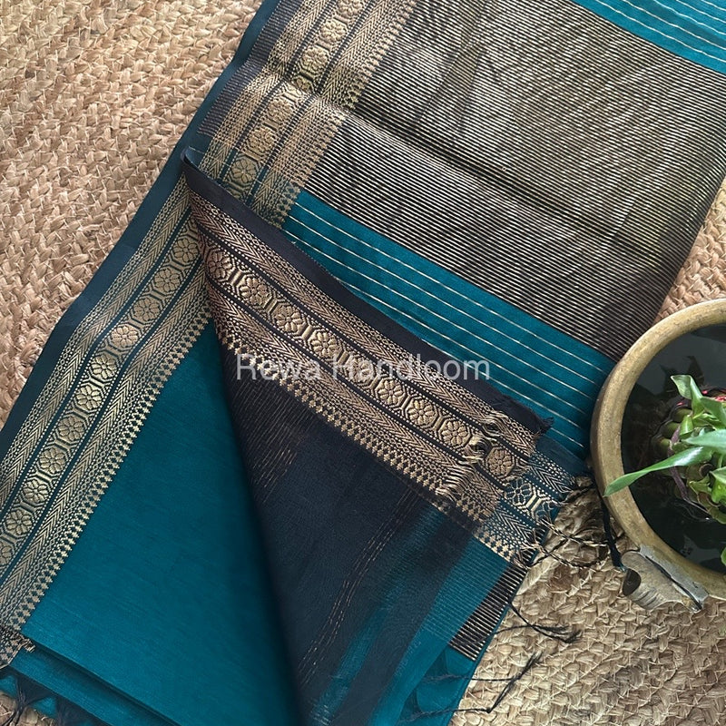 Maheshwari Rama Green Zari Skirt Saree ZS094