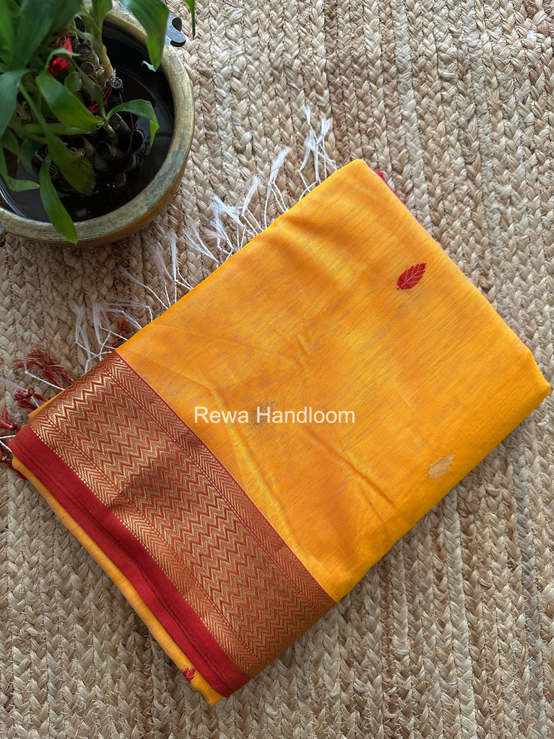 Maheshwari Mango Yellow Flower Butti Saree PTB0169