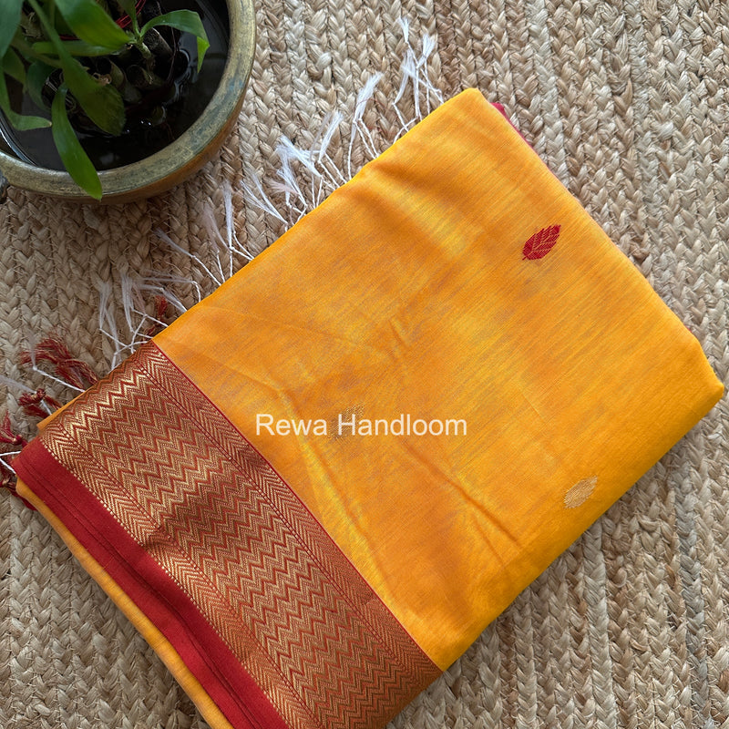Maheshwari Mango Yellow Flower Butti Saree PTB0169