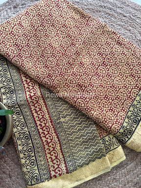 Maheshwari Bagh Print Small Border Saree