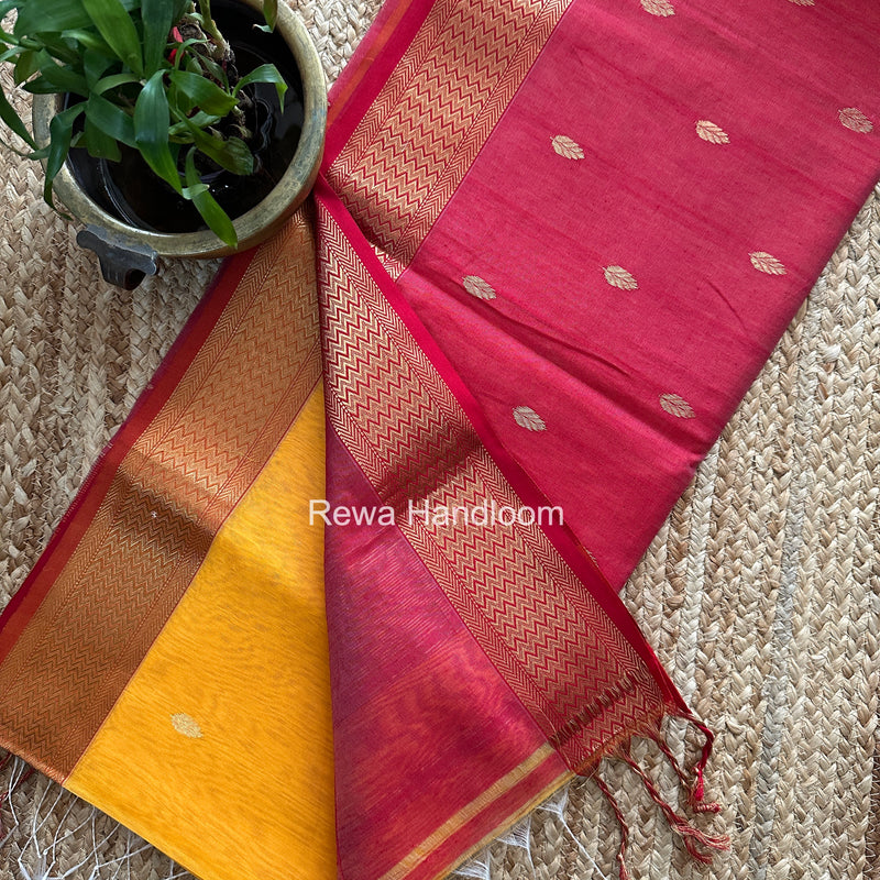 Maheshwari Mango Yellow Flower Butti Saree PTB0169