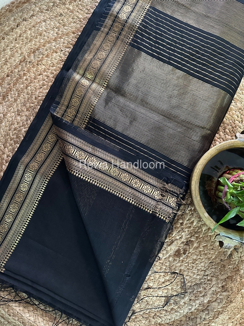 Maheshwari Black Zari Skirt Saree ZS097
