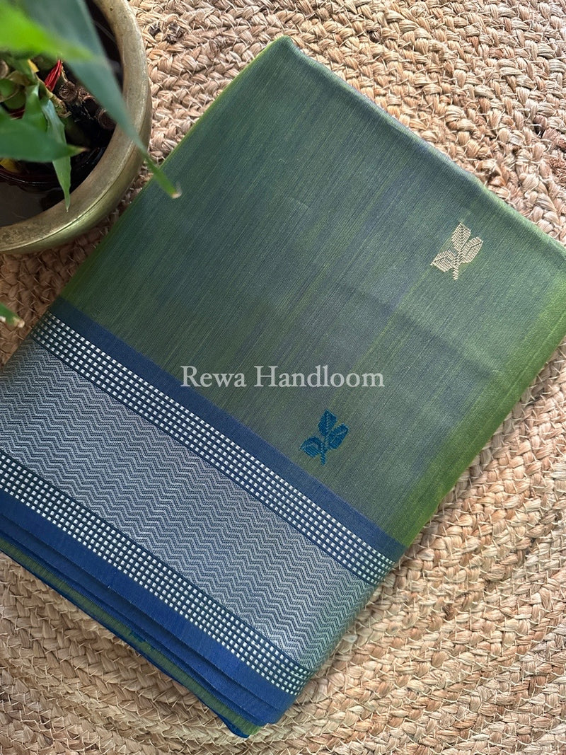 Maheshwari Olive Green Resham Thread Butti Saree RBS33