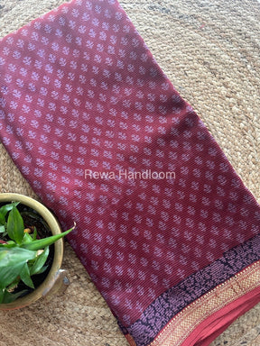 Maheshwari Magenta Bagh Print Small Border Saree MTBS02