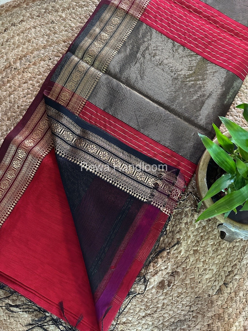 Maheshwari Maroon Zari Skirt Saree ZS095