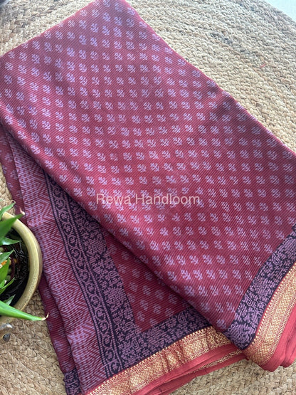Maheshwari Bagh Print Small Border Saree