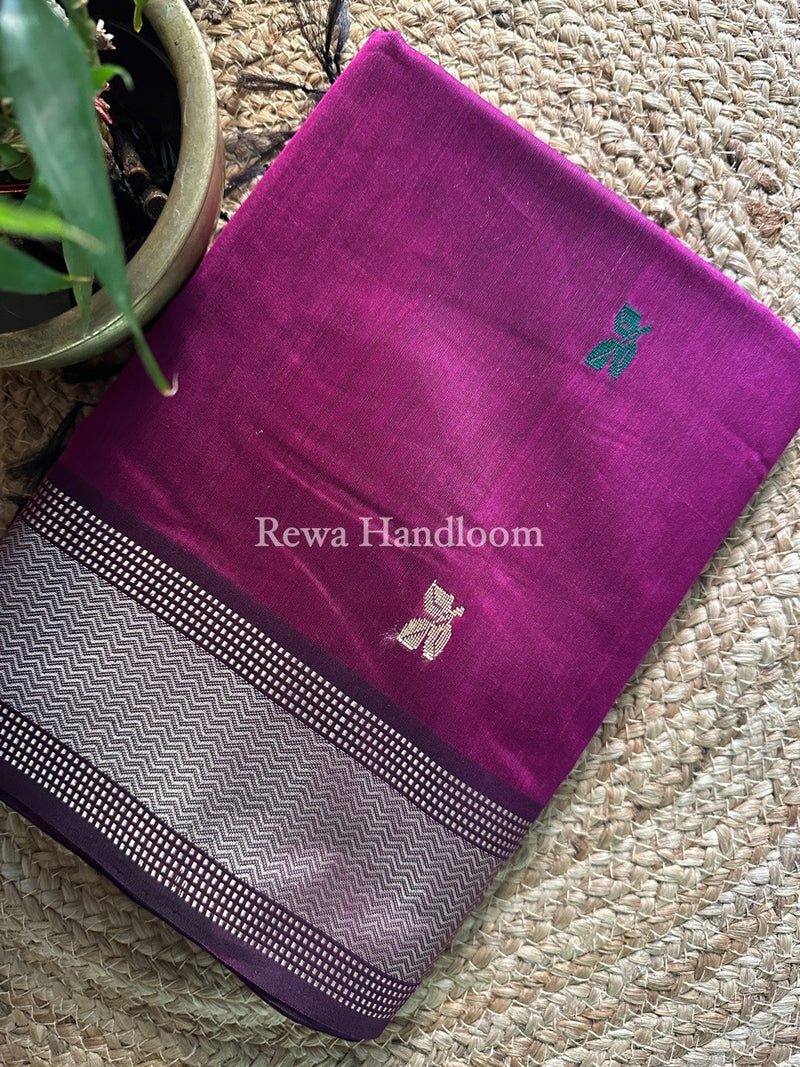 Maheshwari Dark Magenta Resham Thread Butti Saree RBS34