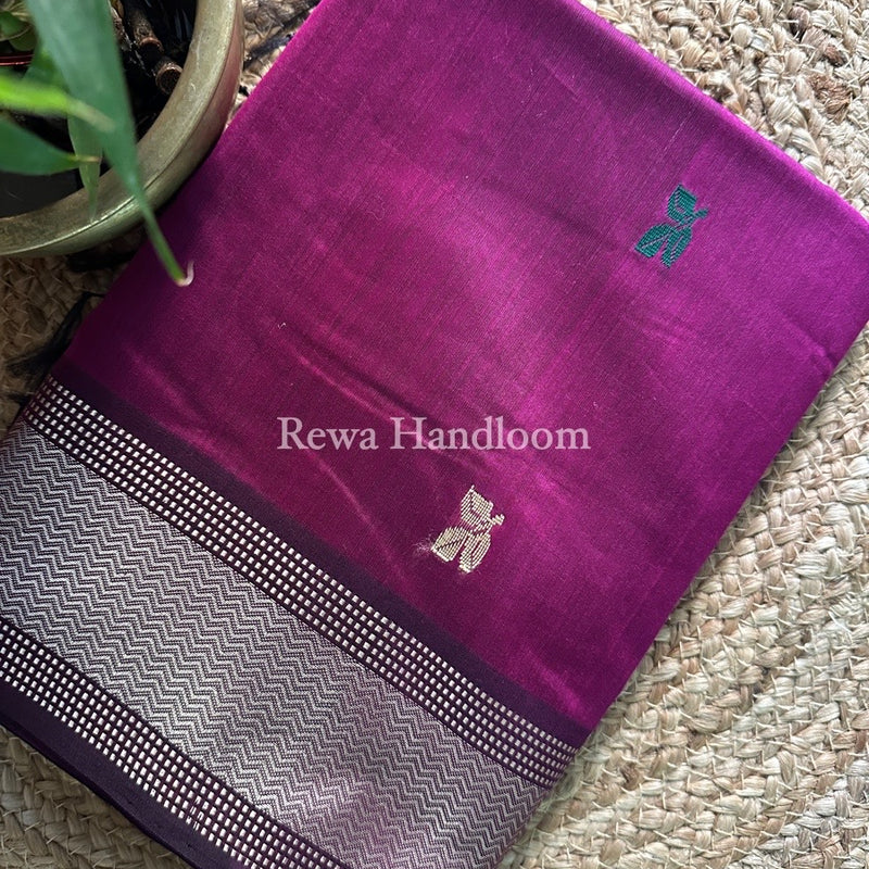 Maheshwari Dark Magenta Resham Thread Butti Saree RBS34